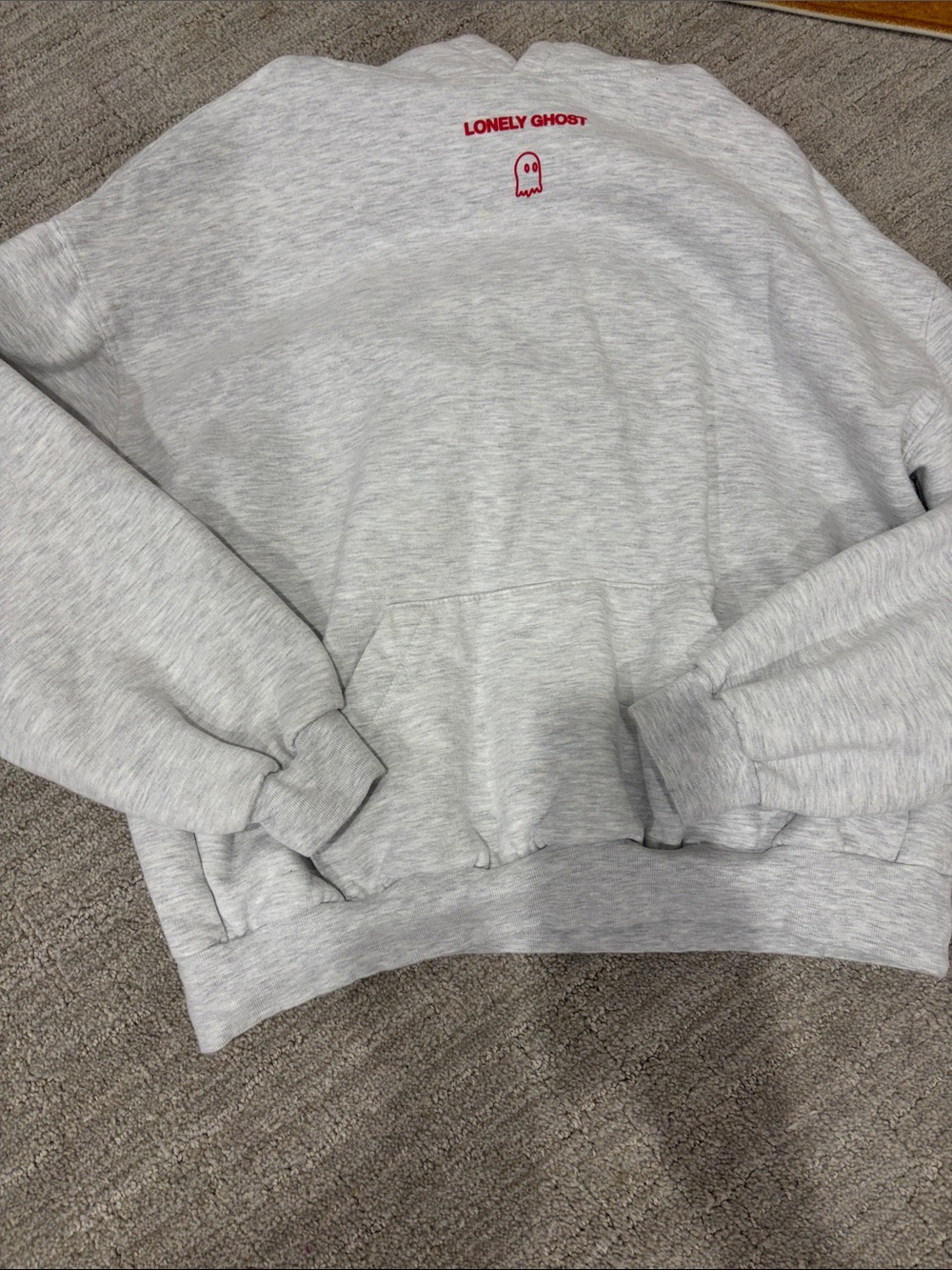 LONELY GHOST Heather Gray Sweatshirt with Red Tag